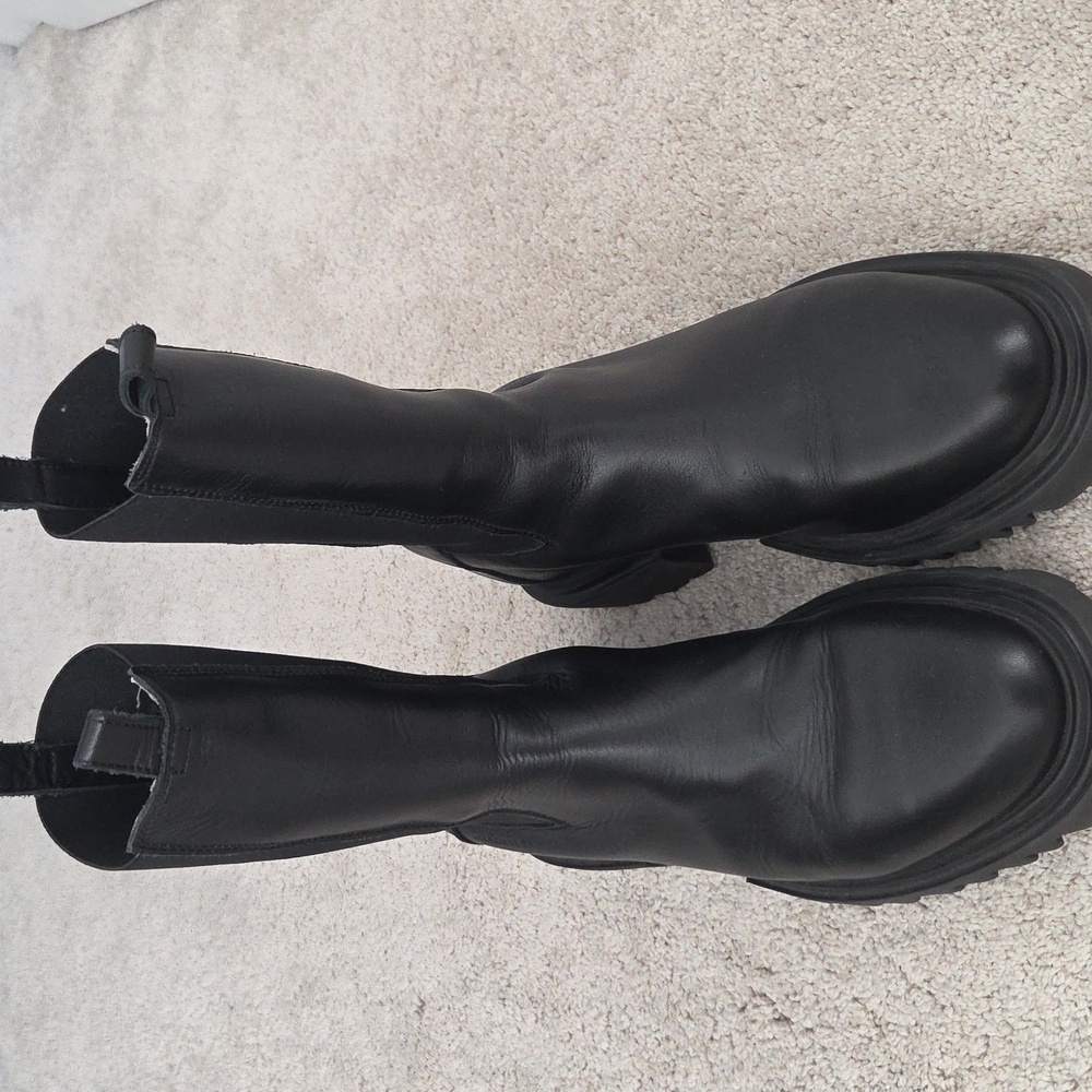 Allsaints Black Leather Chunky Boots HALLIE - Picture 6 of 11